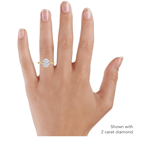 Freesia Hidden Halo Oval Diamond Engagement Ring