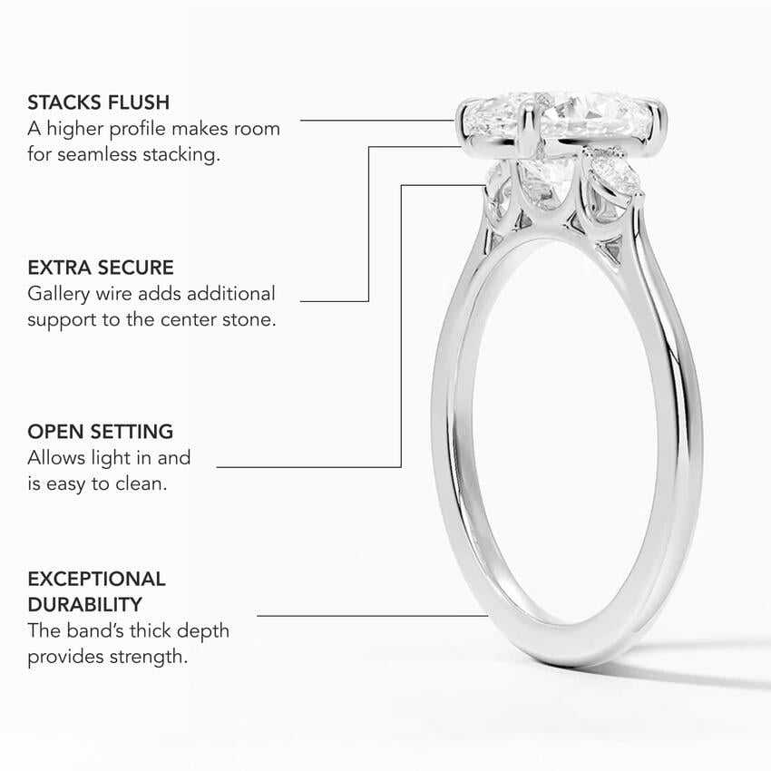 Cushion Three Stone Diamond Engagement Ring