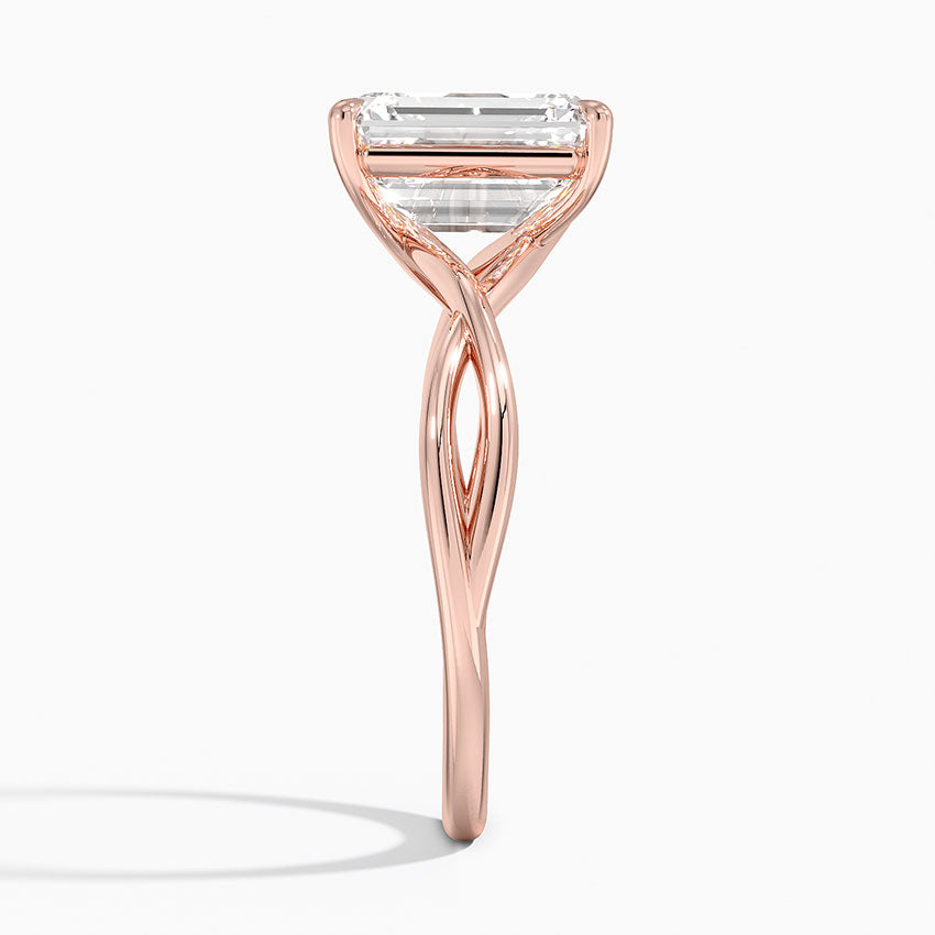 Alya Emerald Twist Solitaire Engagement Ring