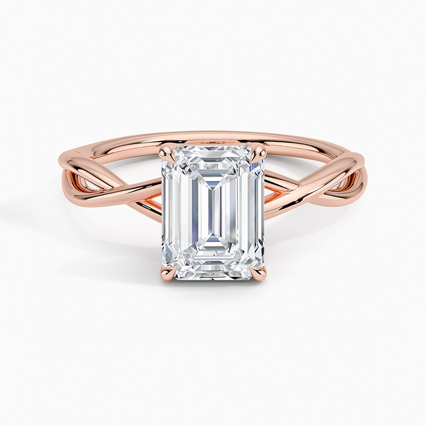 Alya Emerald Twist Solitaire Engagement Ring