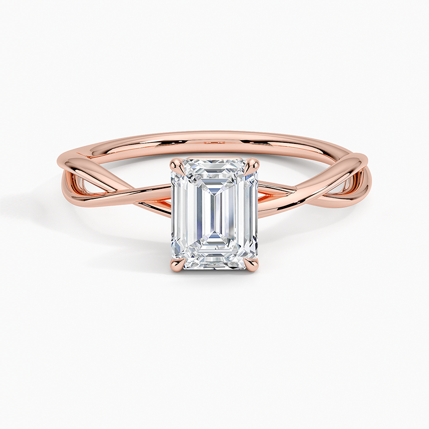 Alya Emerald Twist Solitaire Engagement Ring