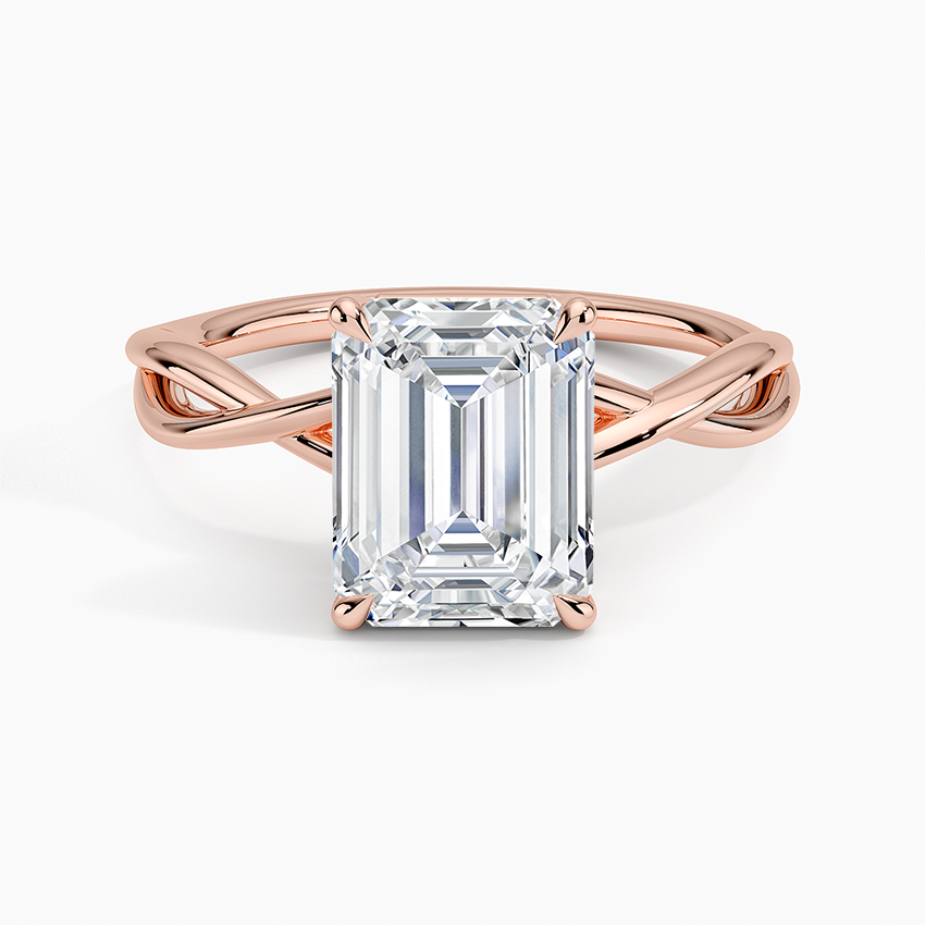 Alya Emerald Twist Solitaire Engagement Ring