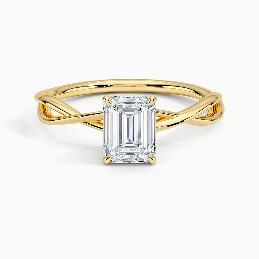 Alya Emerald Twist Solitaire Engagement Ring
