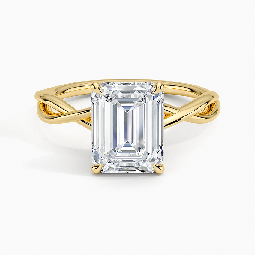 Alya Emerald Twist Solitaire Engagement Ring