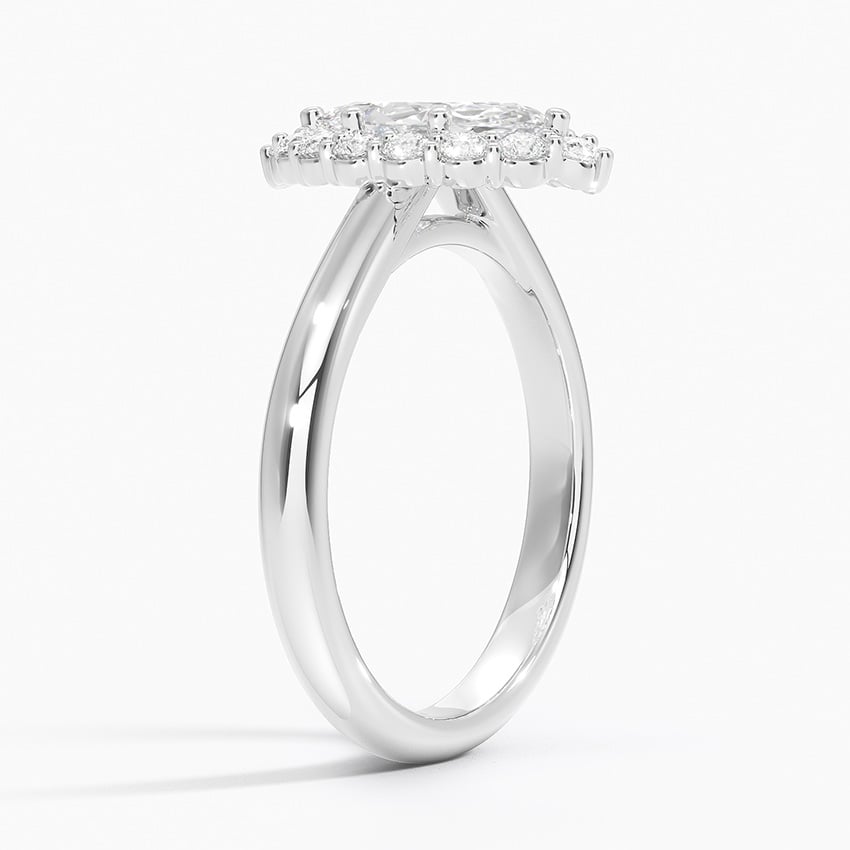 Lotus Flower Halo Diamond Engagement Ring