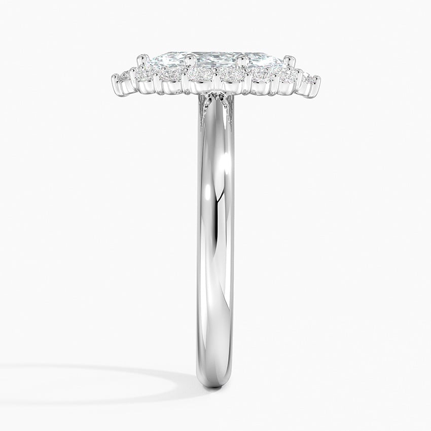 Lotus Flower Halo Diamond Engagement Ring