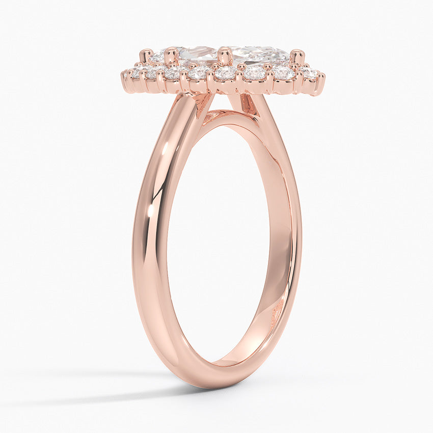 Lotus Flower Halo Diamond Engagement Ring