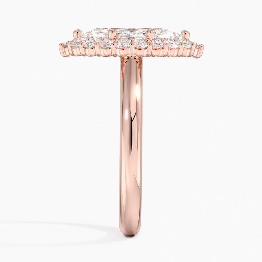 Lotus Flower Halo Diamond Engagement Ring