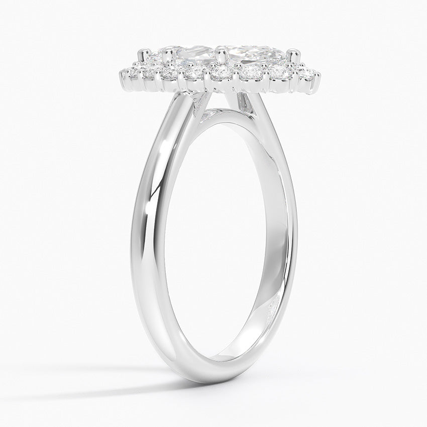 Lotus Flower Halo Diamond Engagement Ring