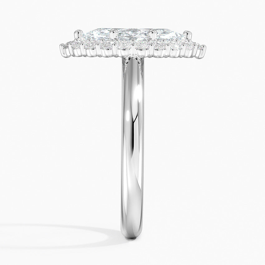 Lotus Flower Halo Diamond Engagement Ring