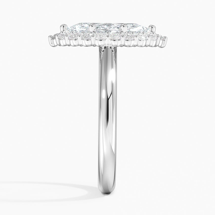 Lotus Flower Halo Diamond Engagement Ring