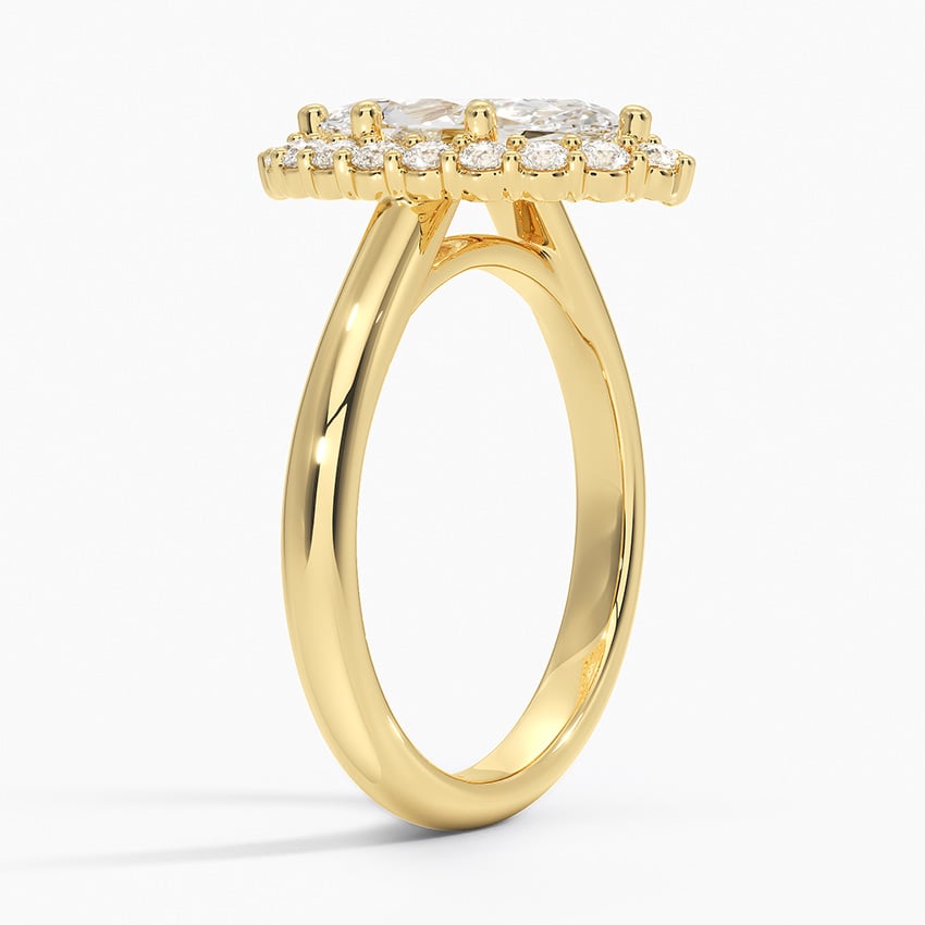 Lotus Flower Halo Diamond Engagement Ring