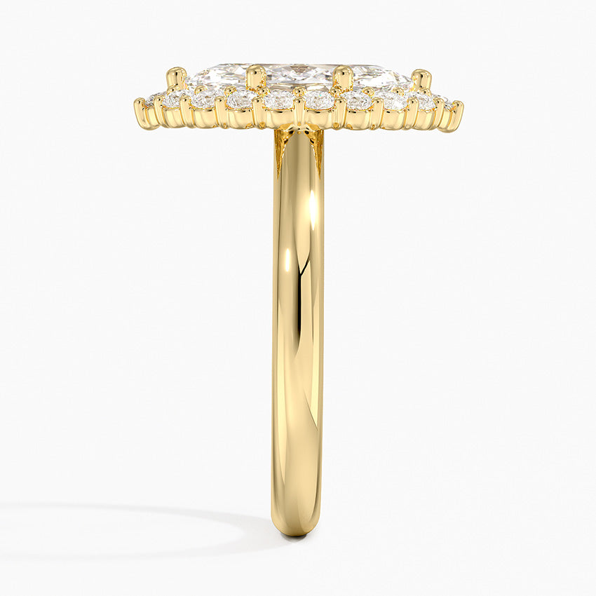 Lotus Flower Halo Diamond Engagement Ring