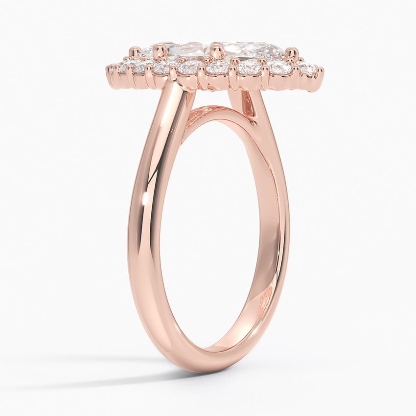 Lotus Flower Halo Diamond Engagement Ring