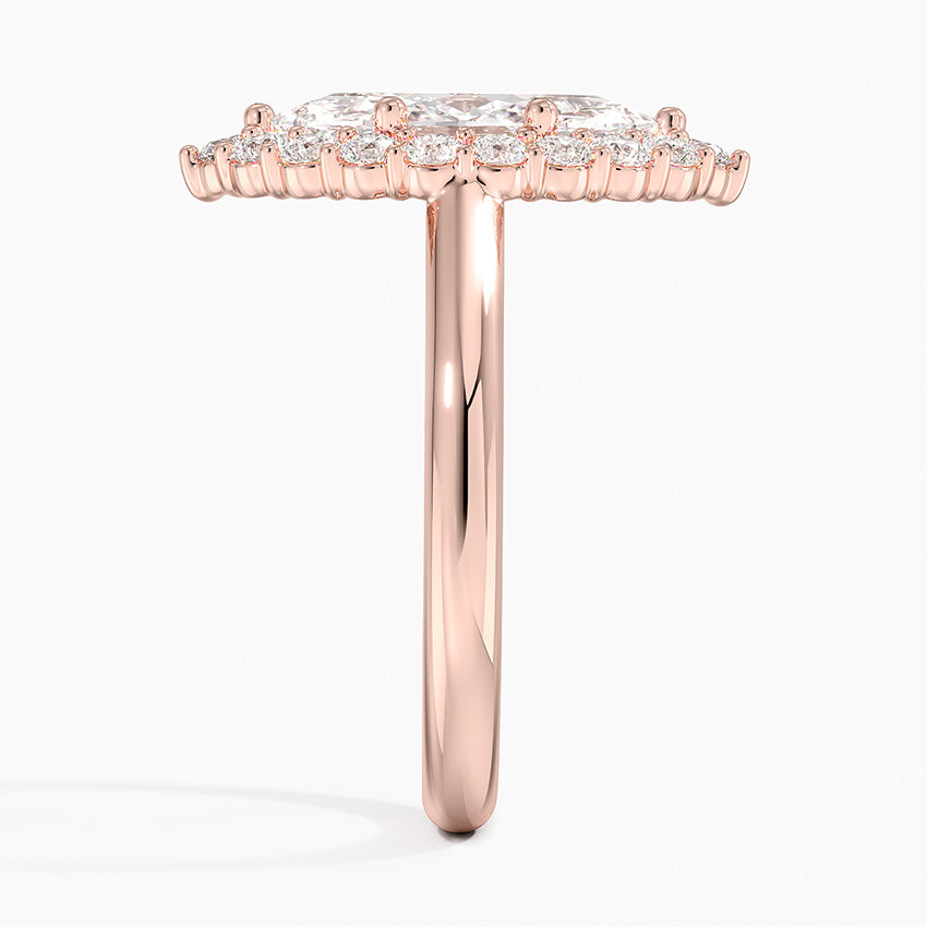 Lotus Flower Halo Diamond Engagement Ring