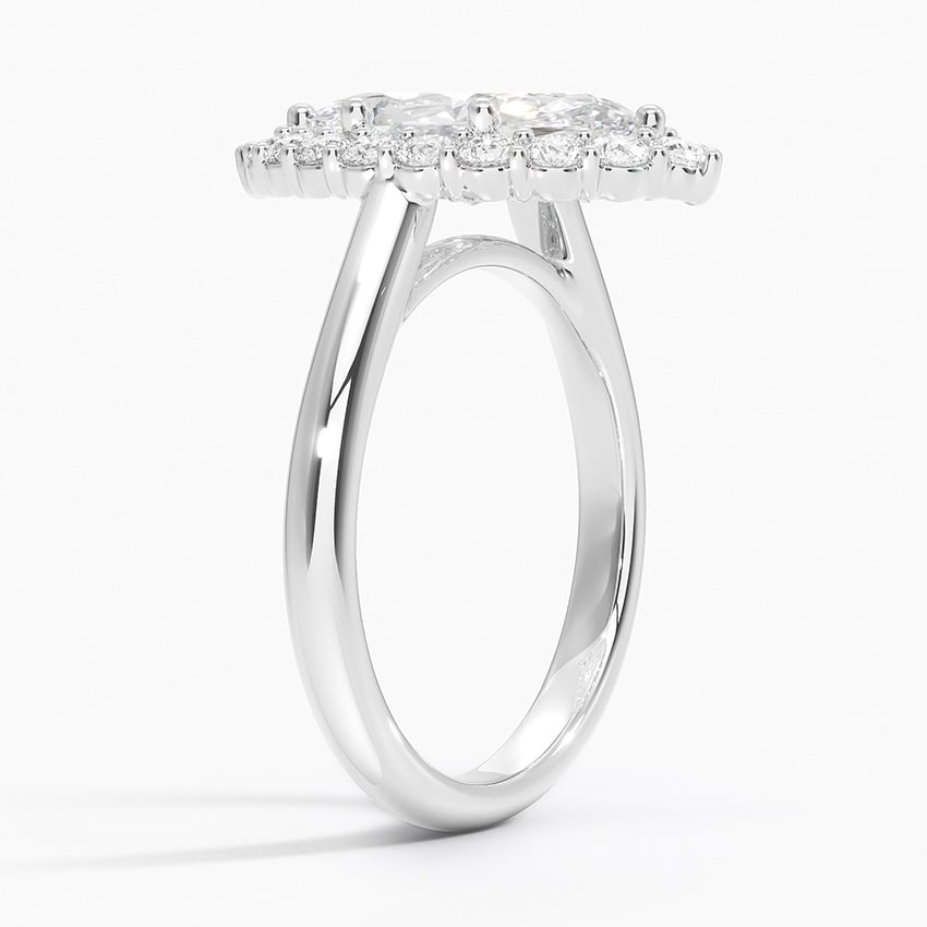 Lotus Flower Halo Diamond Engagement Ring