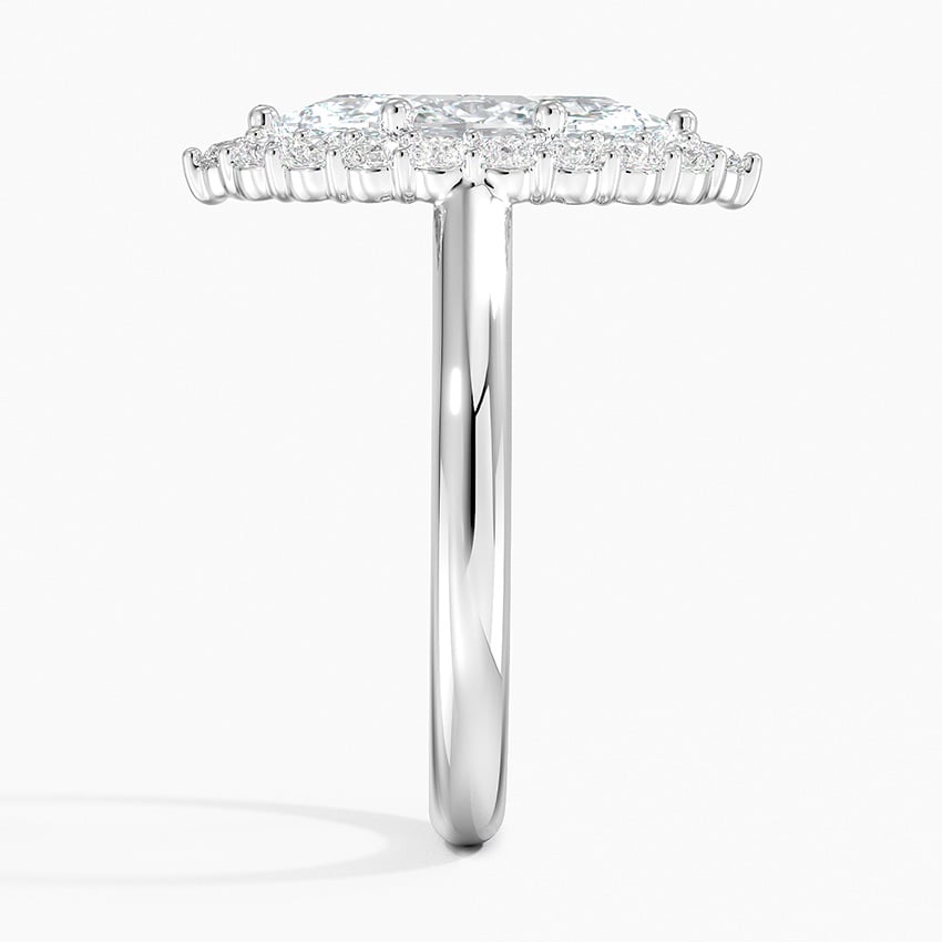 Lotus Flower Halo Diamond Engagement Ring