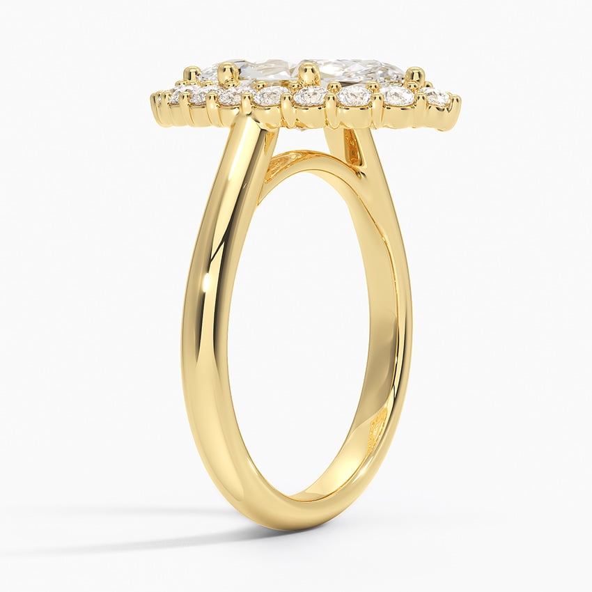 Lotus Flower Halo Diamond Engagement Ring