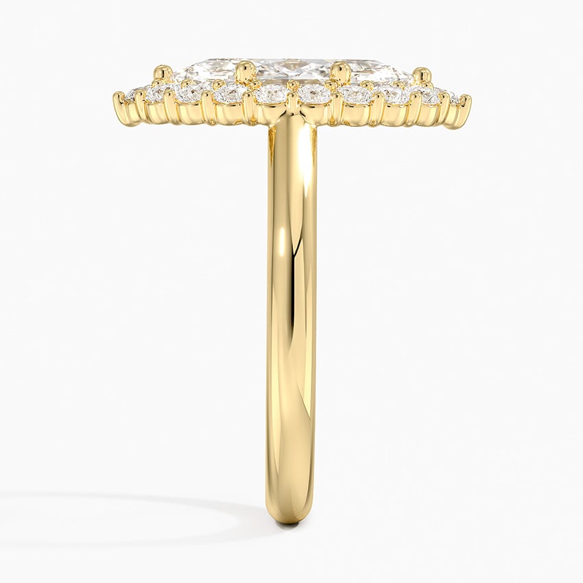 Lotus Flower Halo Diamond Engagement Ring