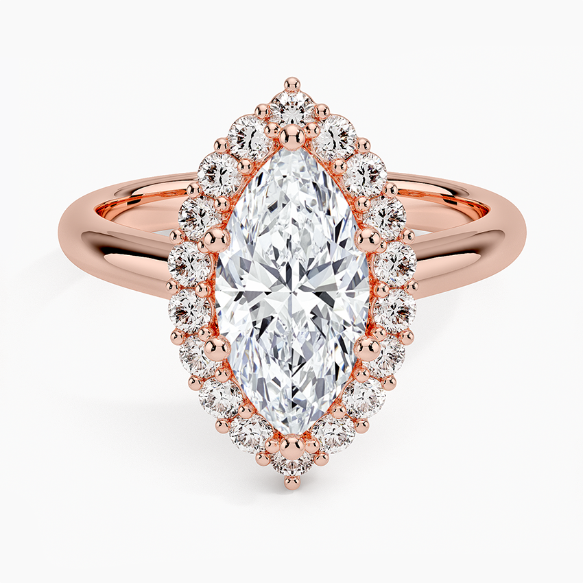 Lotus Flower Halo Diamond Engagement Ring