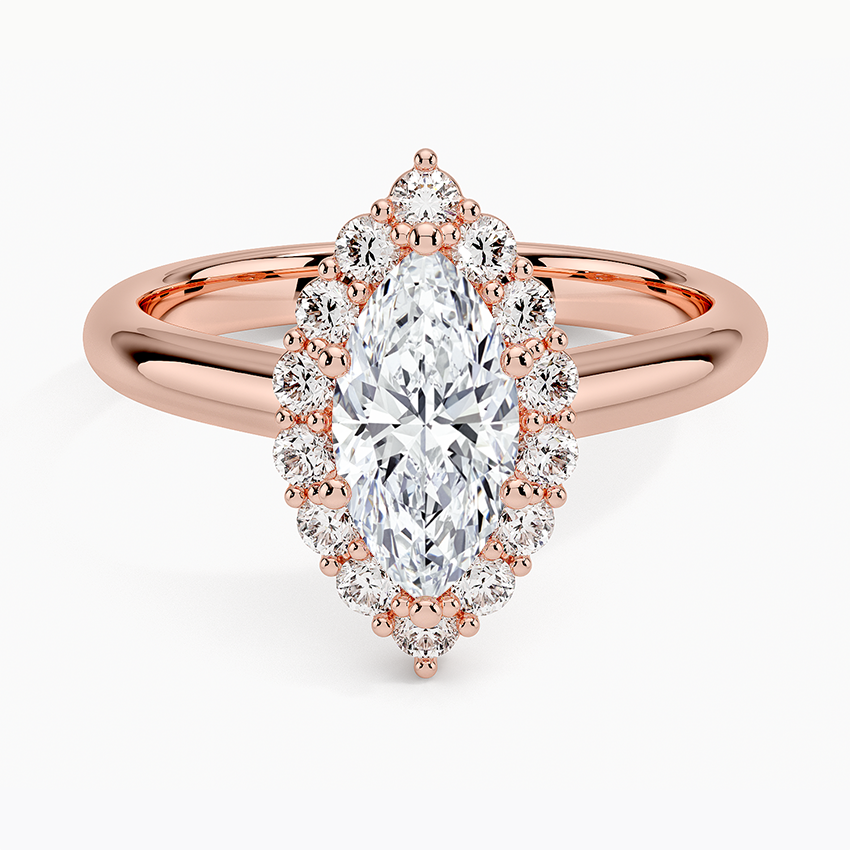 Lotus Flower Halo Diamond Engagement Ring