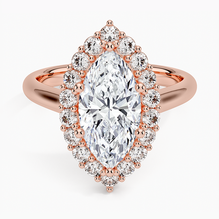 Lotus Flower Halo Diamond Engagement Ring