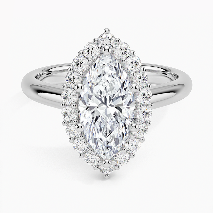 Lotus Flower Halo Diamond Engagement Ring