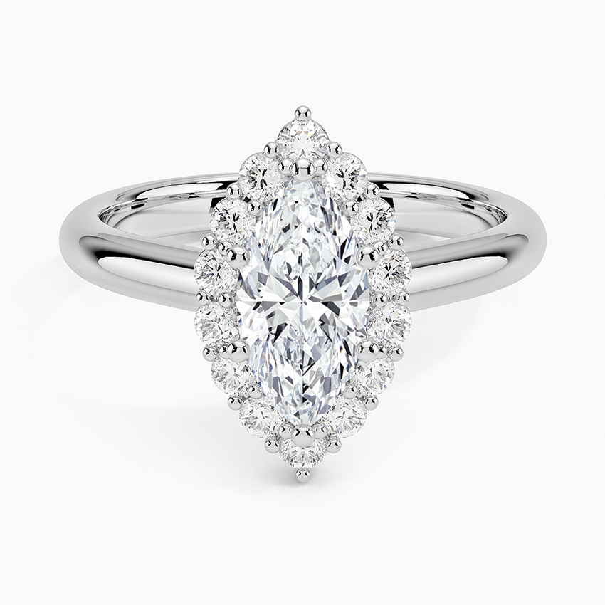 Lotus Flower Halo Diamond Engagement Ring