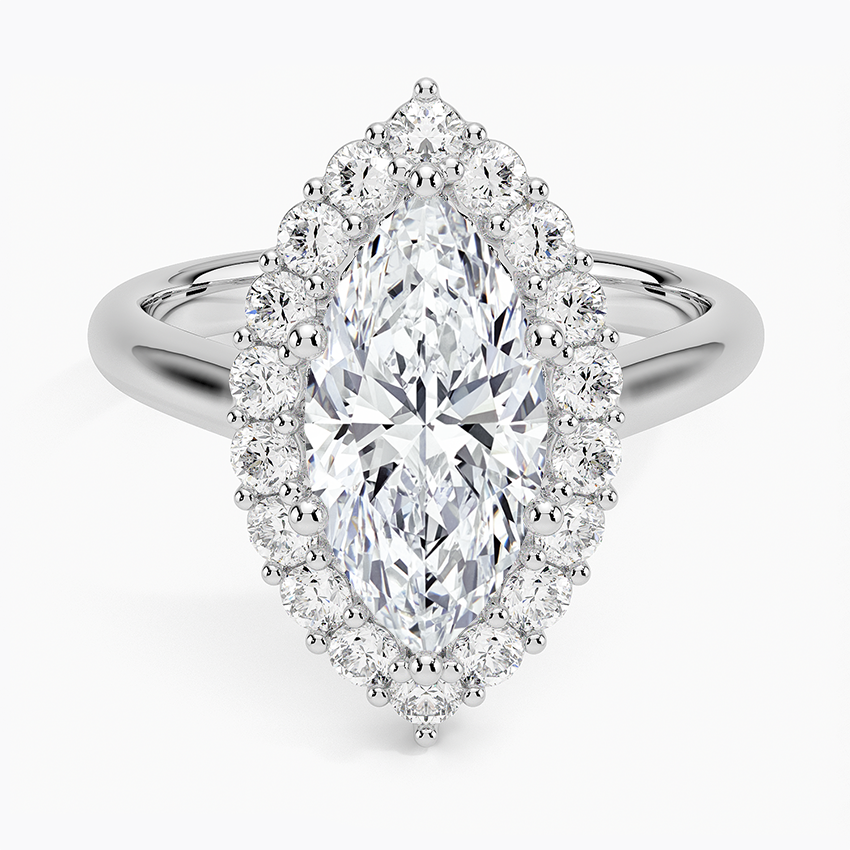 Lotus Flower Halo Diamond Engagement Ring