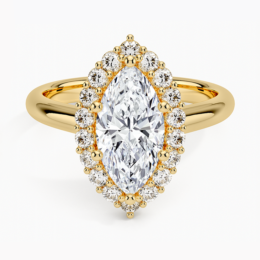 Lotus Flower Halo Diamond Engagement Ring