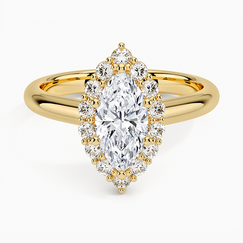 Lotus Flower Halo Diamond Engagement Ring