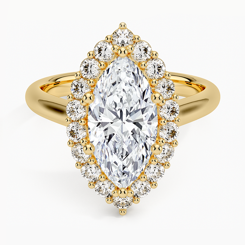 Lotus Flower Halo Diamond Engagement Ring