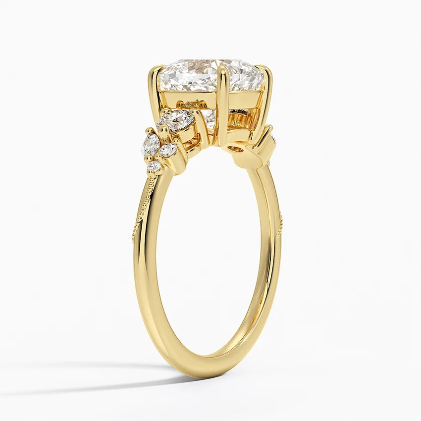 Camellia Three Stone Diamond Ring