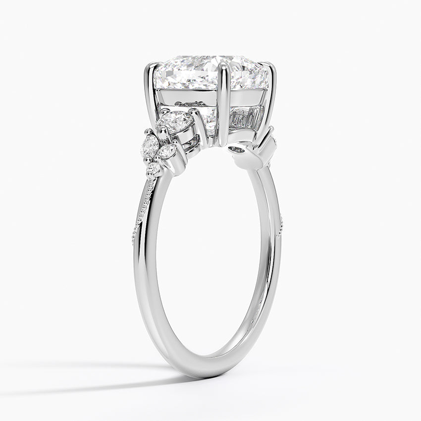 Camellia Three Stone Diamond Ring