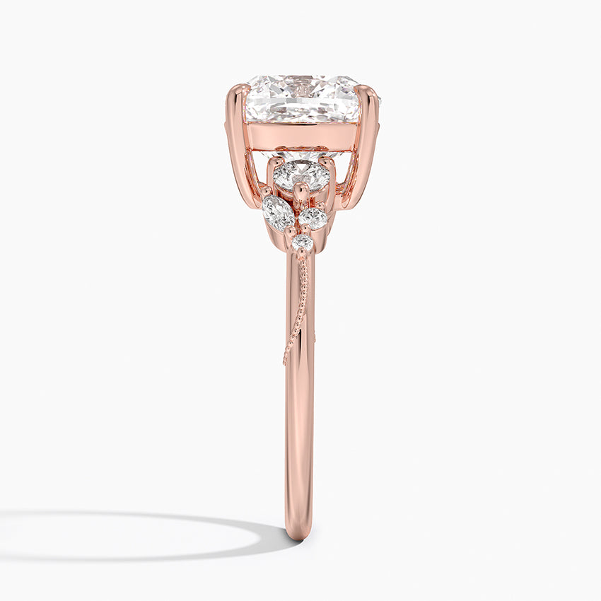 Camellia Three Stone Diamond Ring