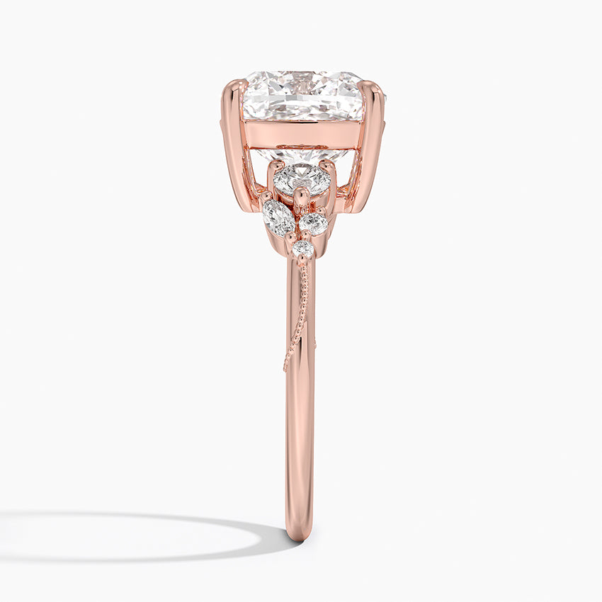 Camellia Three Stone Diamond Ring