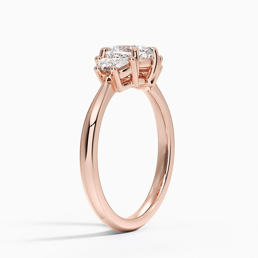 Half Moon Three Stone Diamond Ring