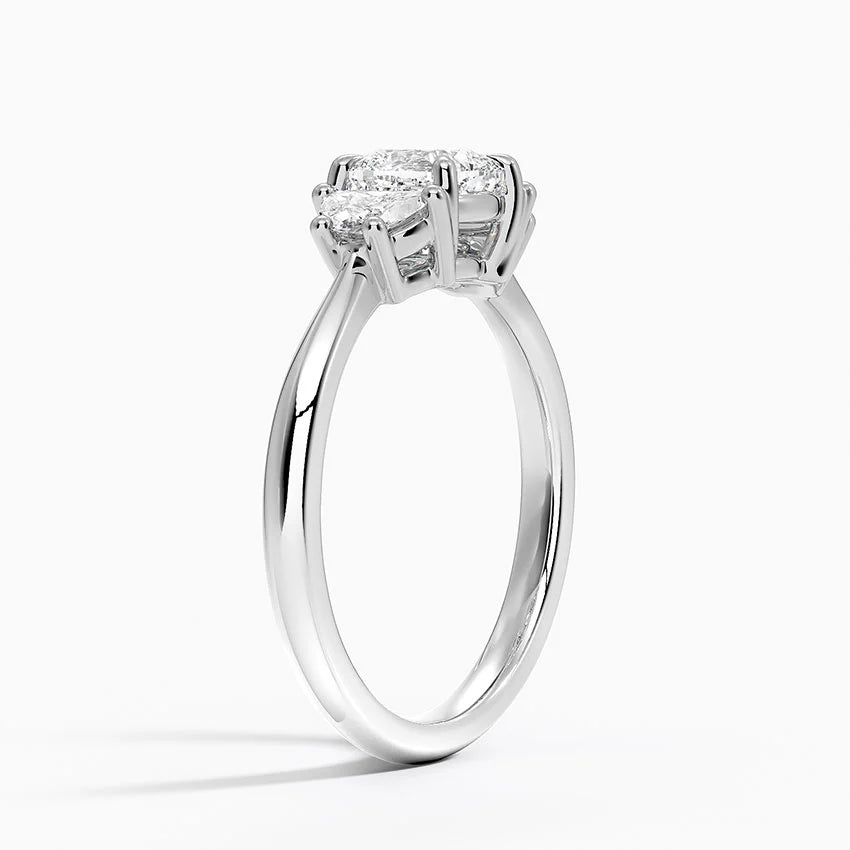 Half Moon Three Stone Diamond Ring