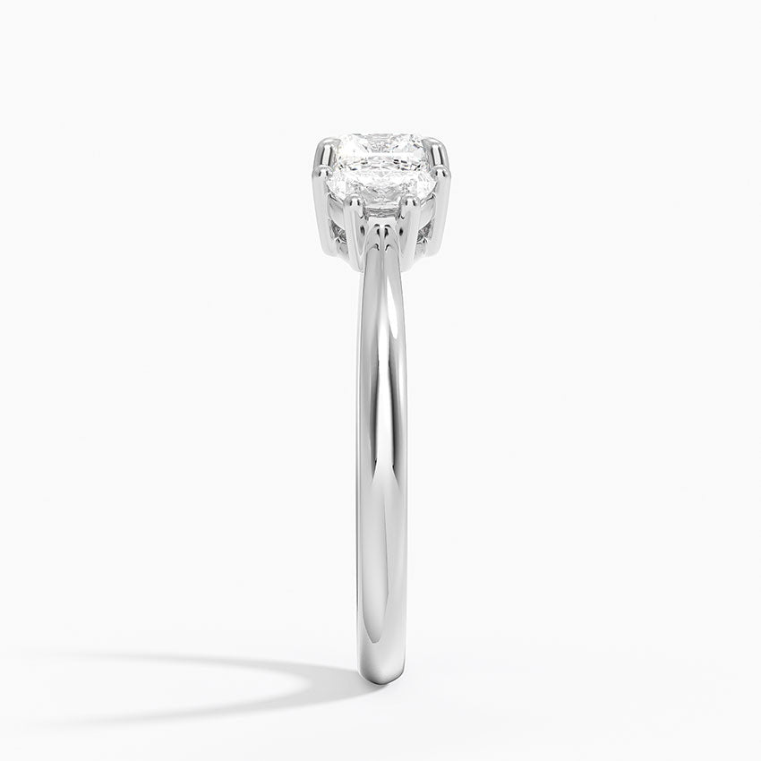 Half Moon Three Stone Diamond Ring