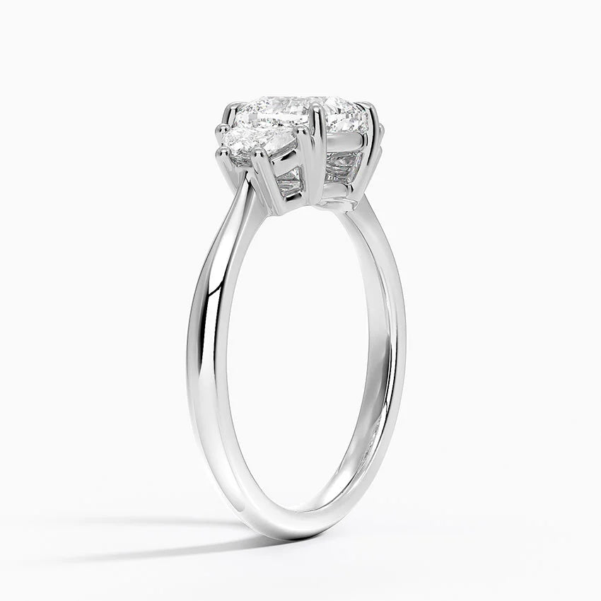 Half Moon Three Stone Diamond Ring