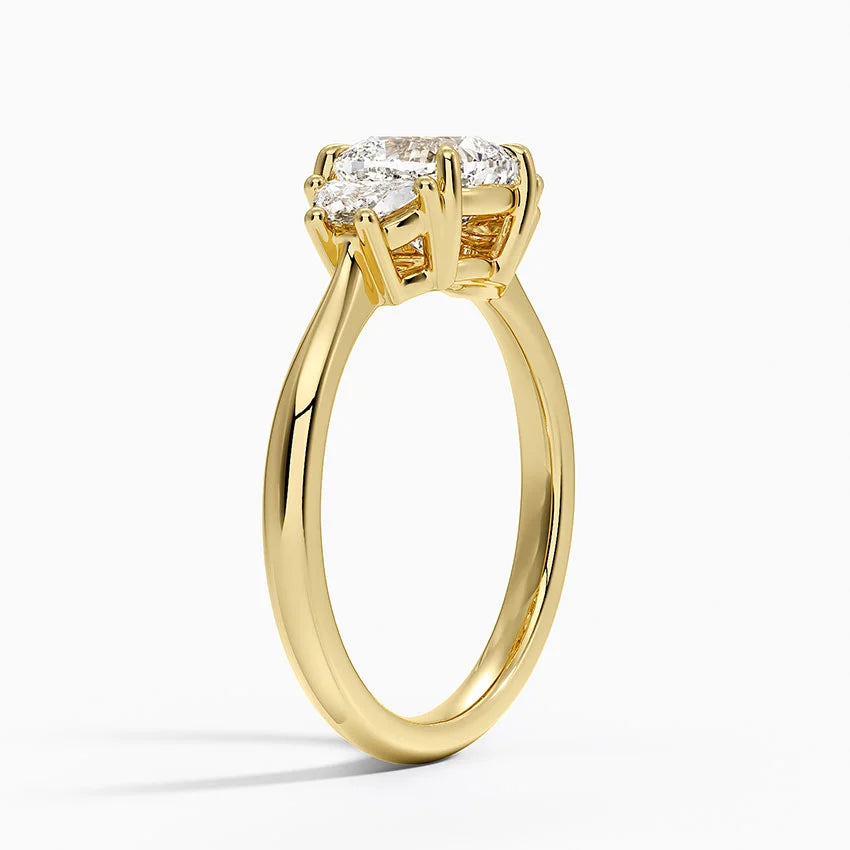 Half Moon Three Stone Diamond Ring