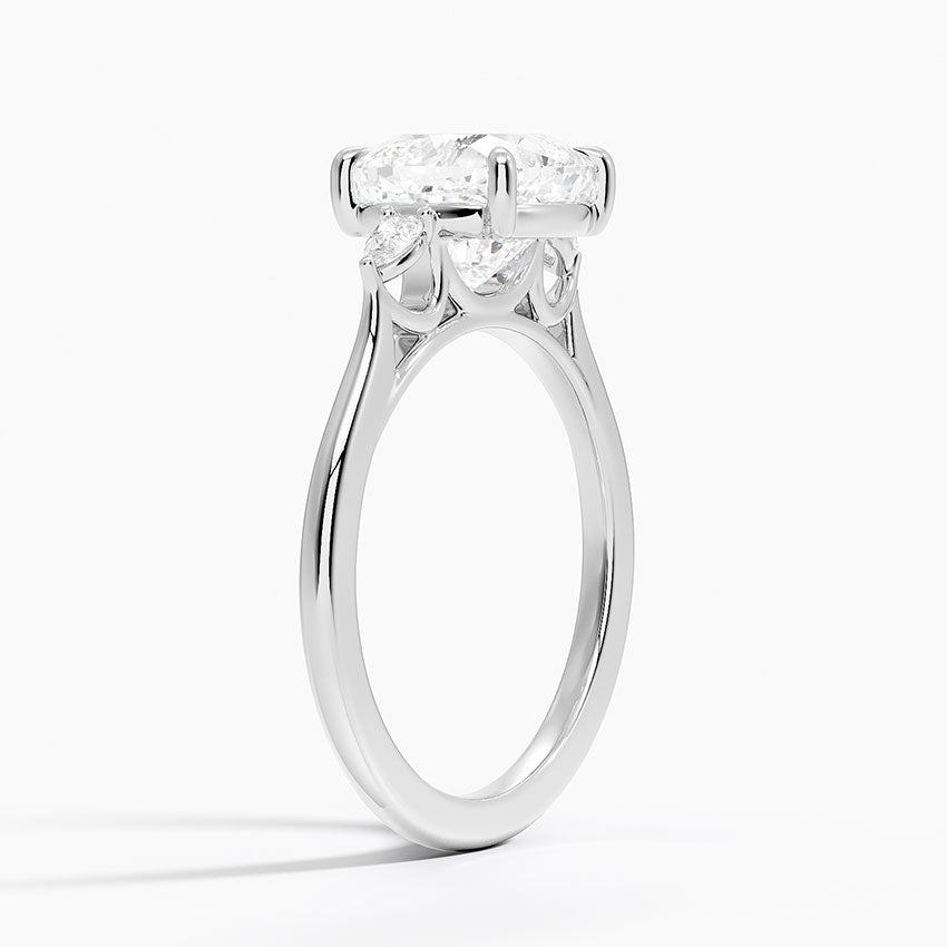 Cushion Three Stone Diamond Engagement Ring