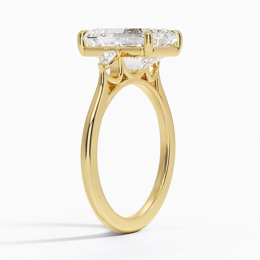 Emerald Three Stone Diamond Engagement Ring