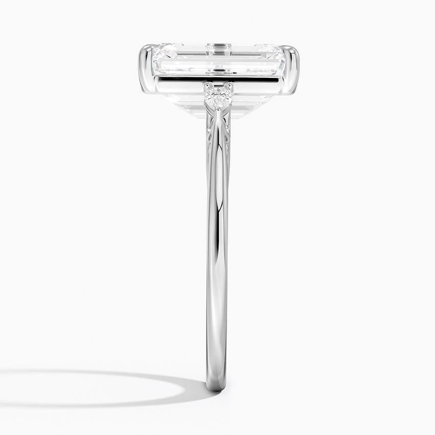 Emerald Three Stone Diamond Engagement Ring