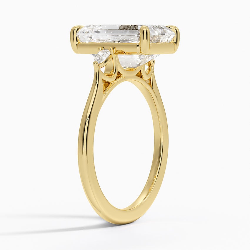 Emerald Three Stone Diamond Engagement Ring