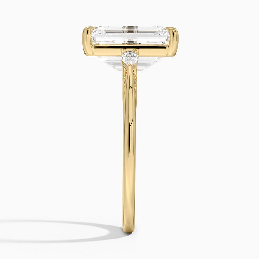 Emerald Three Stone Diamond Engagement Ring