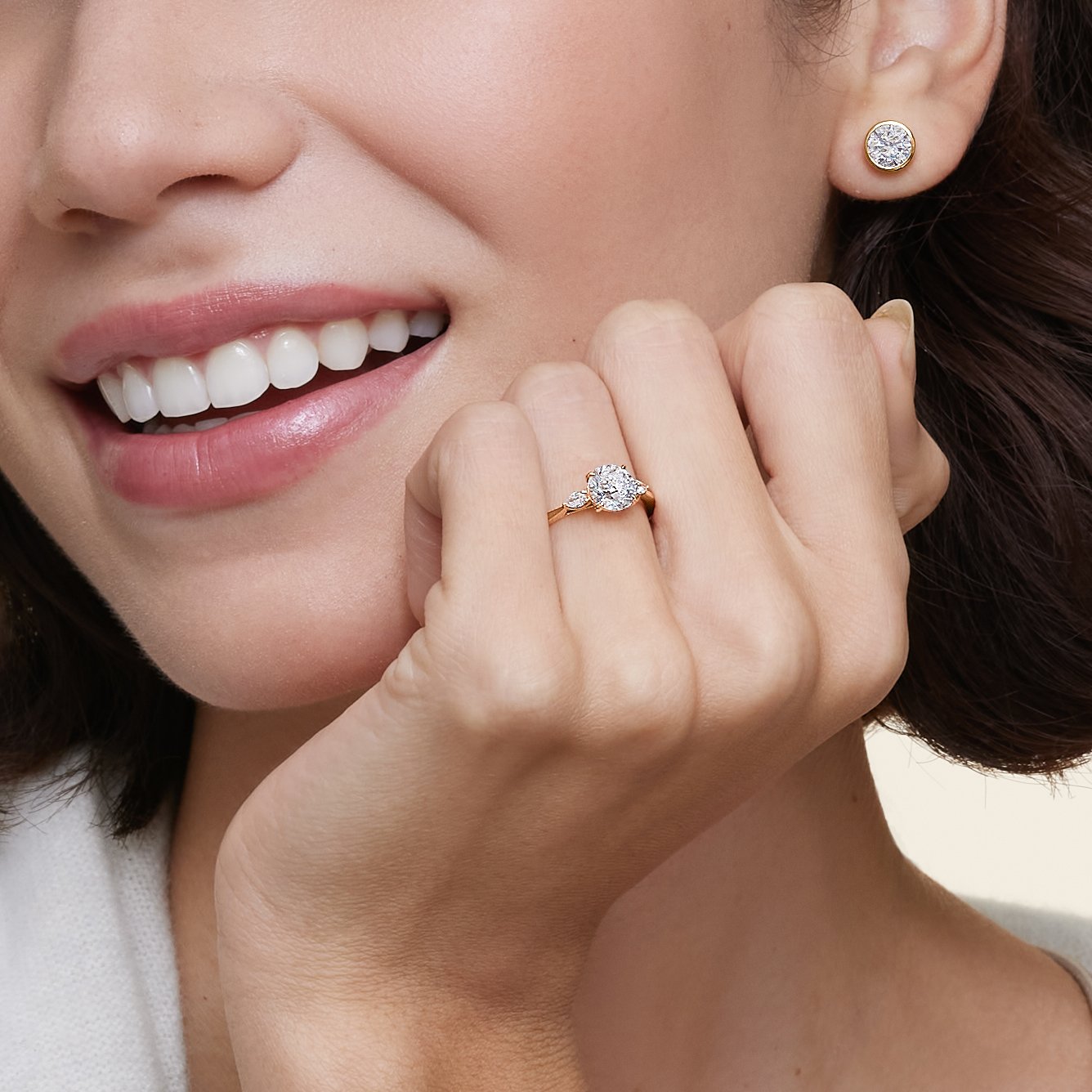 Pear Three Stone Diamond Engagement Ring