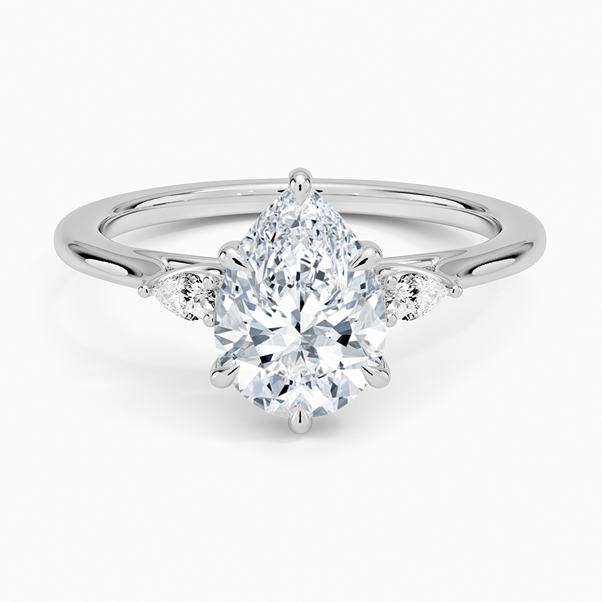 Pear Three Stone Diamond Engagement Ring