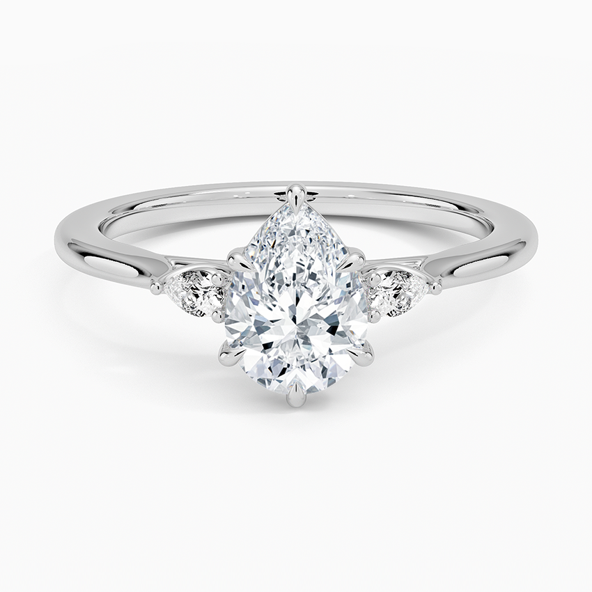 Pear Three Stone Diamond Engagement Ring