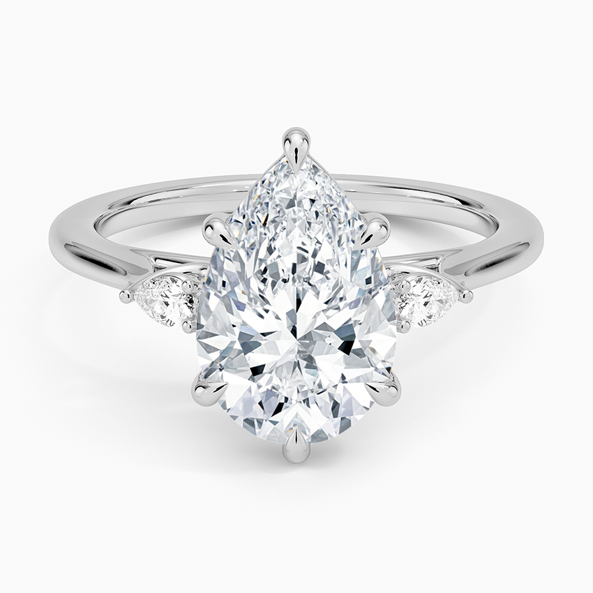 Pear Three Stone Diamond Engagement Ring